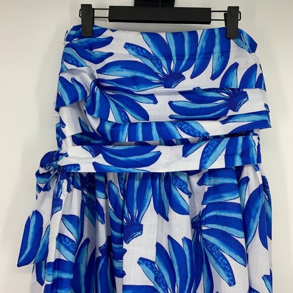 HT 360 Collective Skirt Blue Banana Print Maxi Tie Waist High Waist - Picture 5 of 16